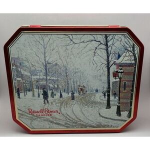 VTG Russell Stover Candy Tin Paul Signac Snow Boulevard de Clichy Paris Winter